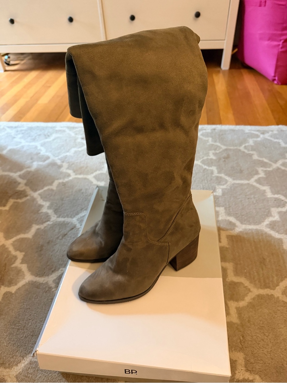 bp Over-the-Knee Suede Boots in Taupe Faux Suede